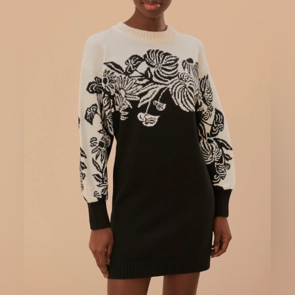 FARM Rio SURREAL GARDEN KNIT SWEATERDRESS NWT